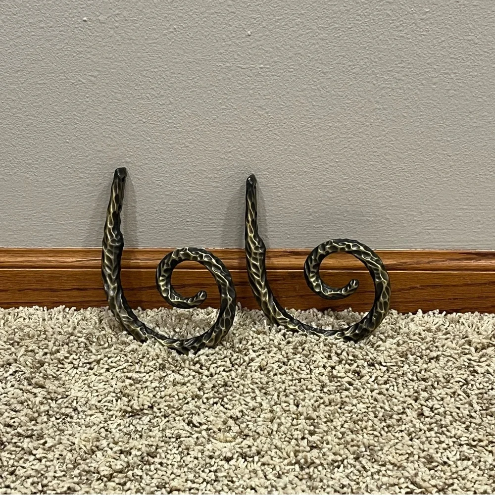 Vintage Decorative Brass & Bronze Wall Curtain Hooks